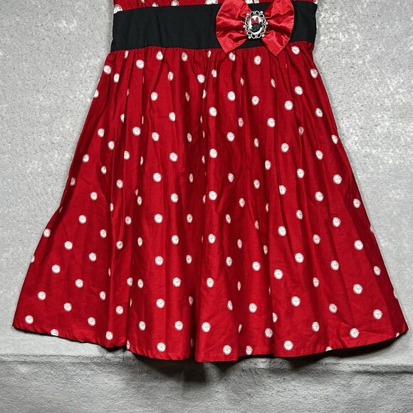 DISNEY PARKS Minnie Mouse Dress XL Red White Sleeveless V-Neck P olka Dot - Picture 5 of 13